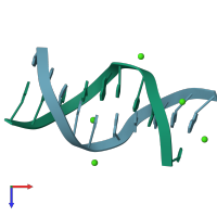 PDB entry 196d coloured by chain, top view.