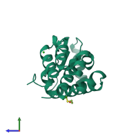 PDB entry 197l coloured by chain, side view.