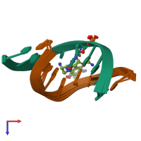 PDB entry 199d coloured by chain, ensemble of 3 models, top view.