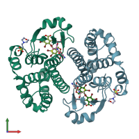 PDB entry 19gs coloured by chain, front view.
