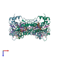 PDB entry 19hc coloured by chain, top view.