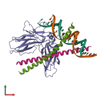Hetero pentameric assembly 1 of PDB entry 1a02 coloured by chemically distinct molecules, front view.
