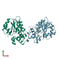 PDB entry 1a04 coloured by chain, front view.