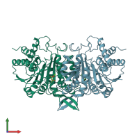 PDB entry 1a05 coloured by chain, front view.