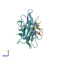 PDB entry 1a07 coloured by chain, side view.