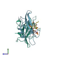 PDB entry 1a09 coloured by chain, side view.