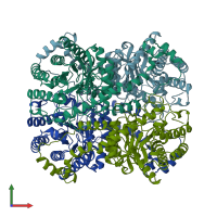 PDB entry 1a0d coloured by chain, front view.