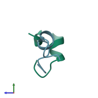 PDB entry 1a0m coloured by chain, side view.