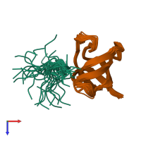 PDB entry 1a0n coloured by chain, ensemble of 25 models, top view.