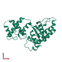 PDB entry 1a0p coloured by chain, front view.