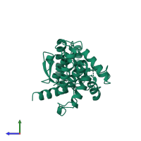 PDB entry 1a0p coloured by chain, side view.