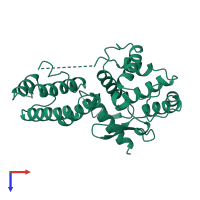 PDB entry 1a0p coloured by chain, top view.