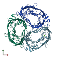 PDB entry 1a0s coloured by chain, front view.