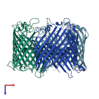 PDB entry 1a0s coloured by chain, top view.