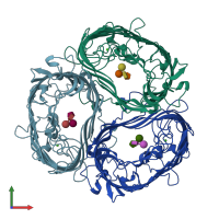PDB entry 1a0t coloured by chain, front view.