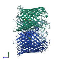 PDB entry 1a0t coloured by chain, side view.