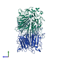 PDB entry 1a12 coloured by chain, side view.