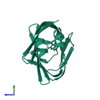 PDB entry 1a18 coloured by chain, side view.