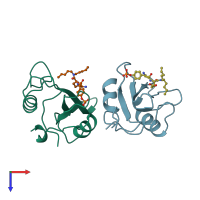 PDB entry 1a1b coloured by chain, top view.