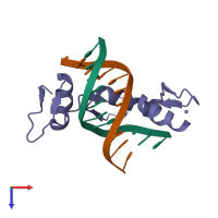 PDB entry 1a1f coloured by chain, top view.