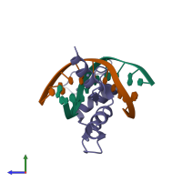 PDB entry 1a1g coloured by chain, side view.