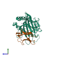 PDB entry 1a1m coloured by chain, side view.