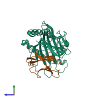 PDB entry 1a1n coloured by chain, side view.