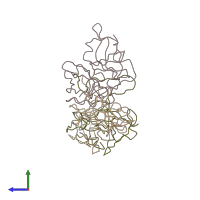 PDB entry 1a1q coloured by chain, side view.