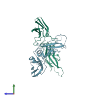 PDB entry 1a21 coloured by chain, side view.
