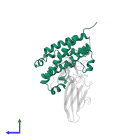 Somatotropin in PDB entry 1a22, assembly 1, side view.