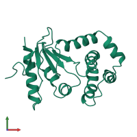 PDB entry 1a23 coloured by chain, front view.