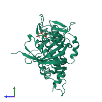 PDB entry 1a26 coloured by chain, side view.