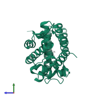 Progesterone receptor in PDB entry 1a28, assembly 1, side view.