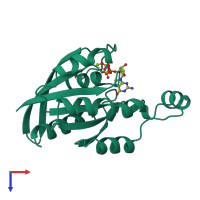 PDB entry 1a2b coloured by chain, top view.