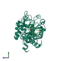 PDB entry 1a2g coloured by chain, side view.