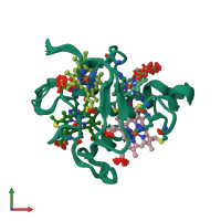 PDB entry 1a2i coloured by chain, ensemble of 20 models, front view.