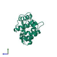 PDB entry 1a2j coloured by chain, side view.