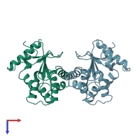 PDB entry 1a2m coloured by chain, top view.