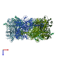 PDB entry 1a2v coloured by chain, top view.