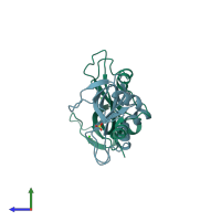 PDB entry 1a2w coloured by chain, side view.