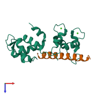 PDB entry 1a2x coloured by chain, top view.