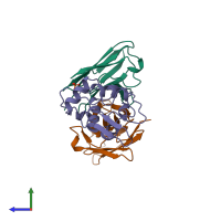 PDB entry 1a2y coloured by chain, side view.