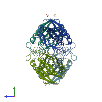 PDB entry 1a2z coloured by chain, side view.