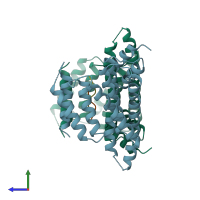 PDB entry 1a38 coloured by chain, side view.