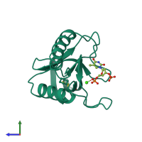 PDB entry 1a3u coloured by chain, side view.