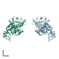 PDB entry 1a3x coloured by chain, front view.