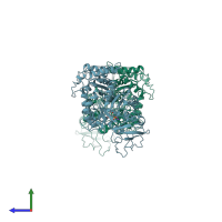 PDB entry 1a3x coloured by chain, side view.