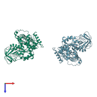 PDB entry 1a3x coloured by chain, top view.
