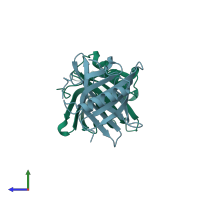 PDB entry 1a3y coloured by chain, side view.