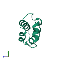 PDB entry 1a43 coloured by chain, side view.